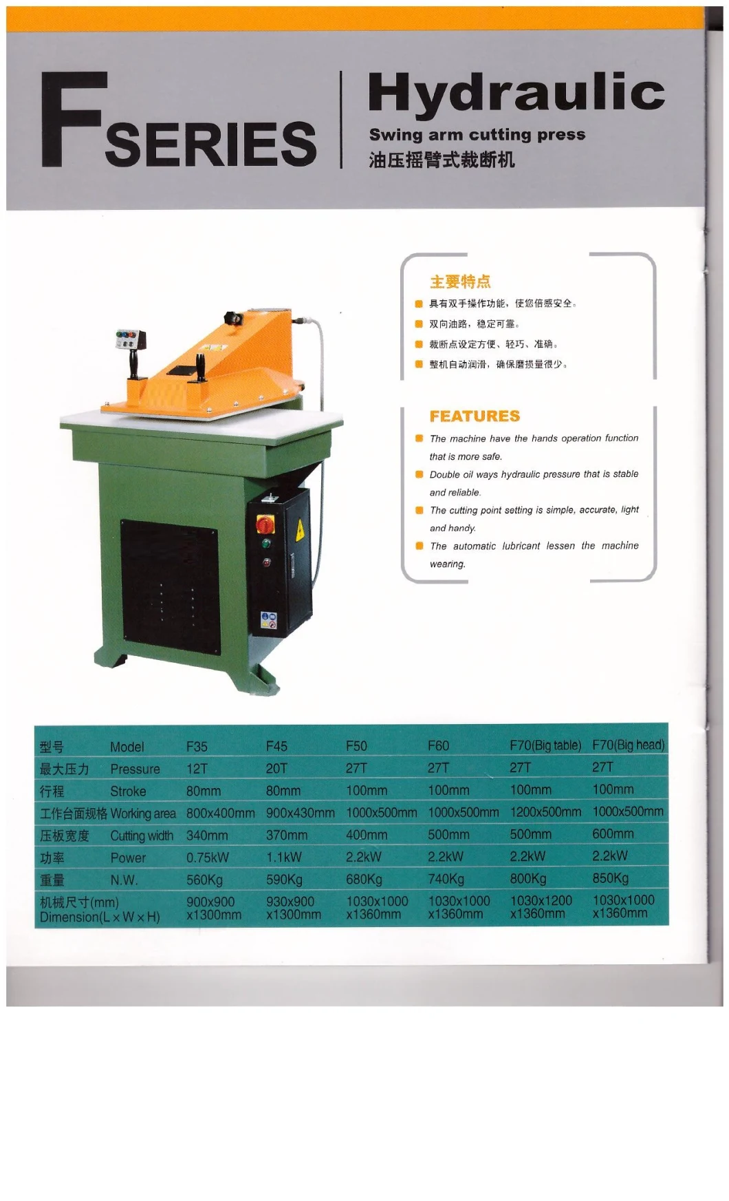 F45 20t Swing Arm Cutting Machine for Leather/Ares Model